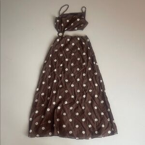 Sir. Brown Cream Polka Dot Dress Cut Out 0